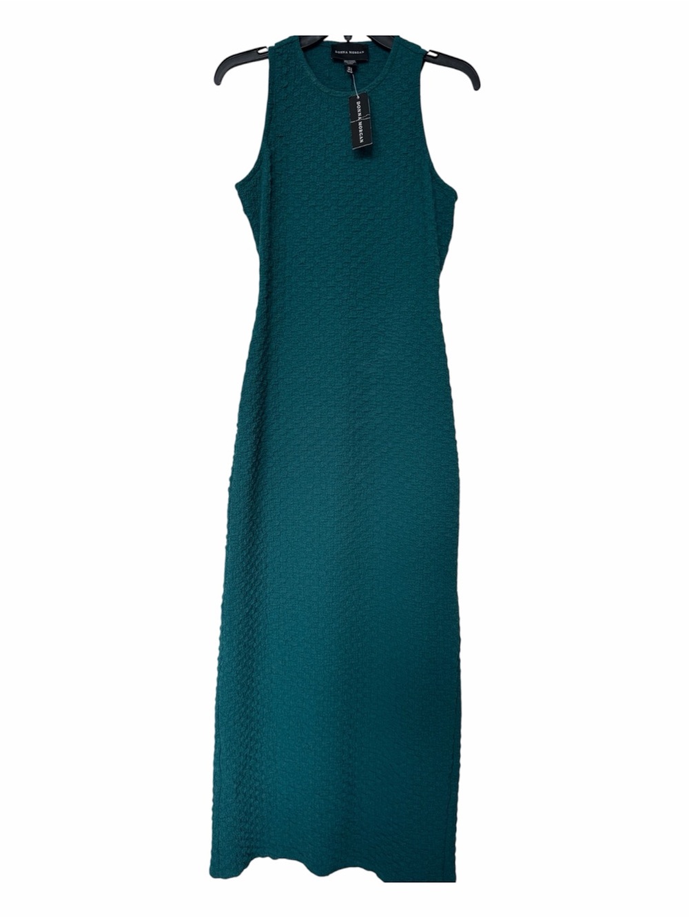 ✅NWT Donna Morgan Teal Sleeveless Textured Maxi Dress with open back size 4